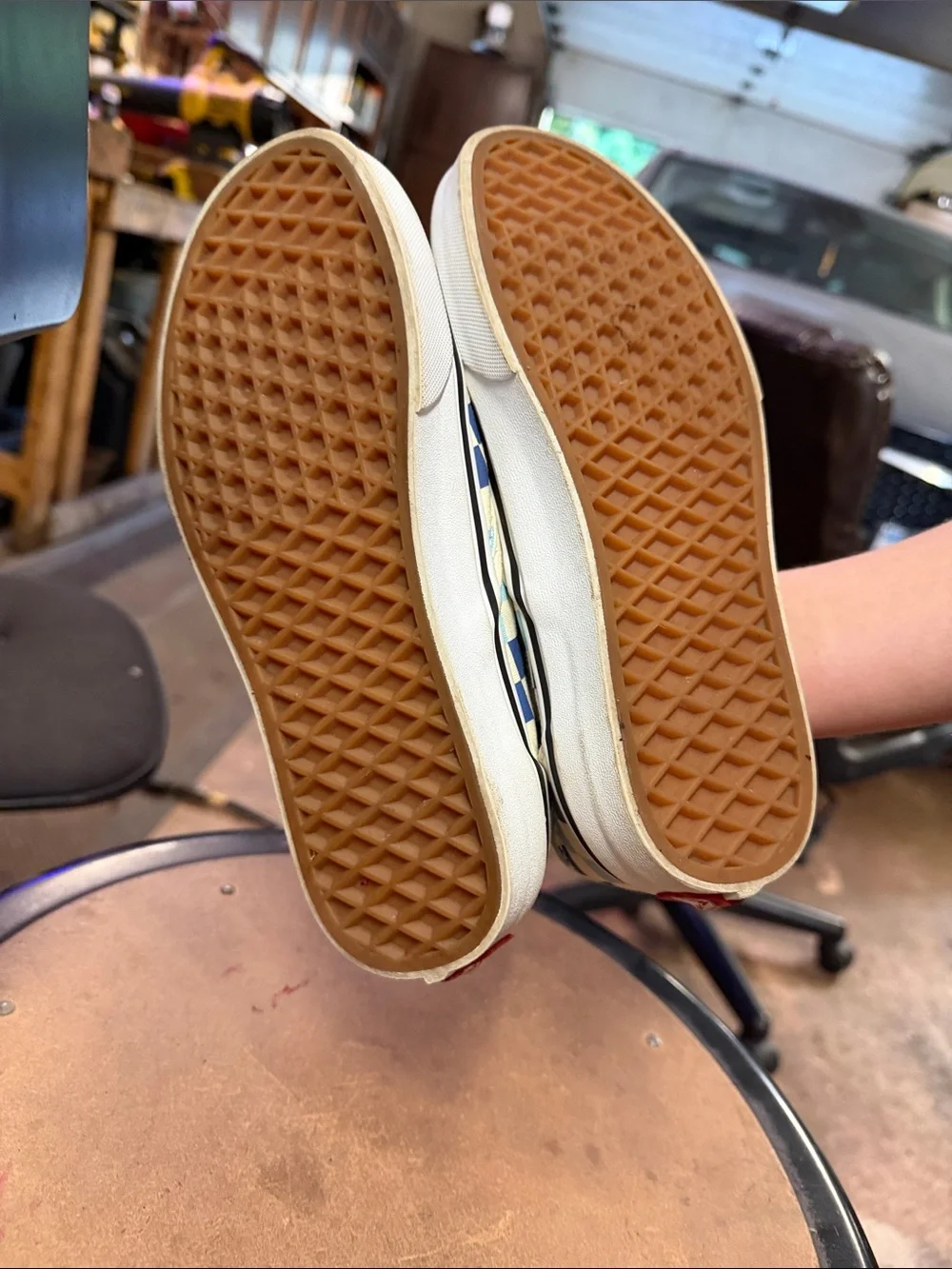 Vans Checkerboard Slip-On in Light Blue & Navy